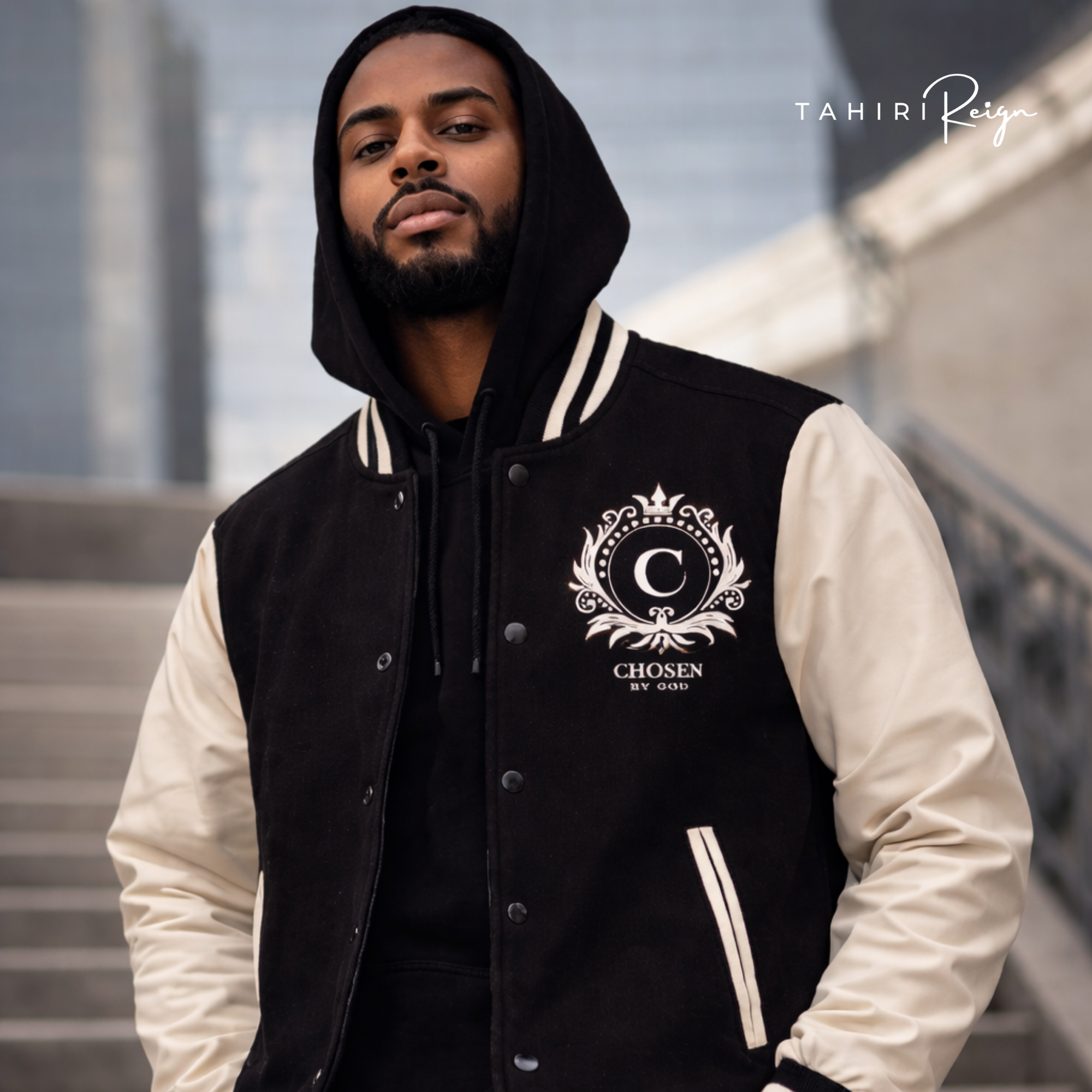 Chosen™ Premium Black Varsity Jacket – Tahiri Reign Enterprises
