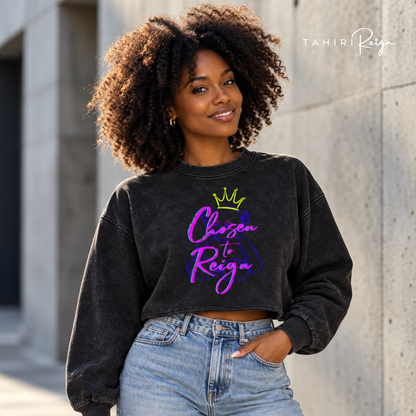 Chosen to Reign™ Vintage Snow-Wash Cropped Sweatshirt