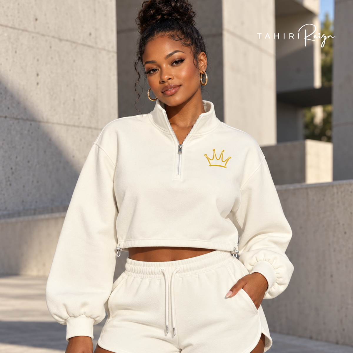 Chosen to Reign™ | Luxe Cropped Lounge Set IVORY