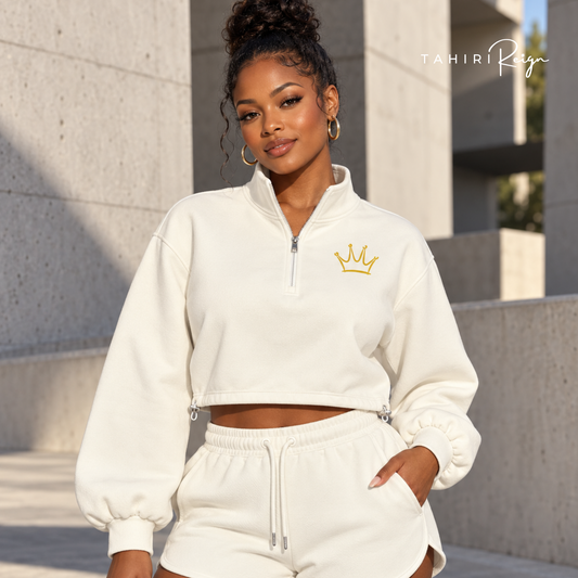 Chosen to Reign™ | Luxe Cropped Lounge Set IVORY