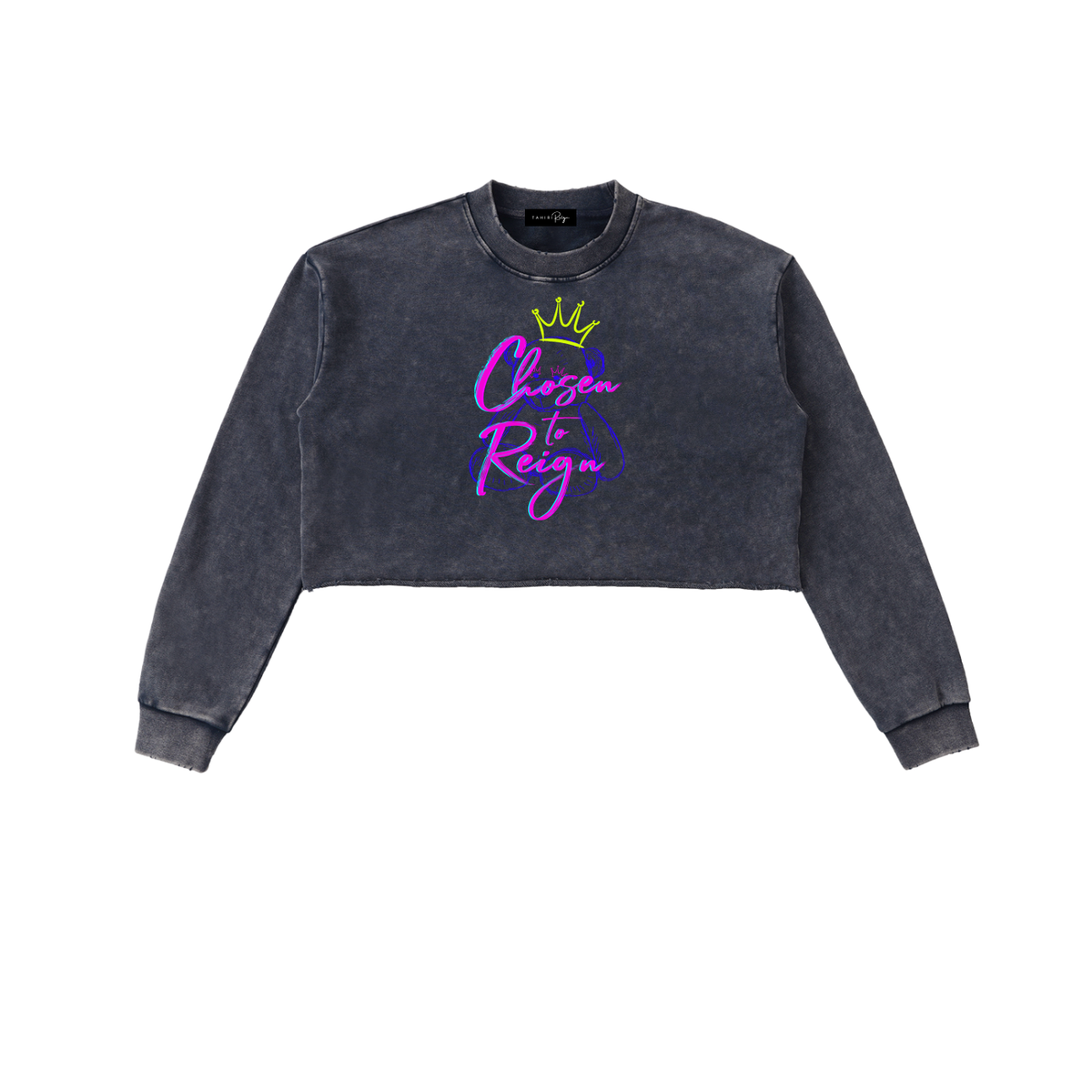 Chosen to Reign™ Vintage Snow-Wash Cropped Sweatshirt