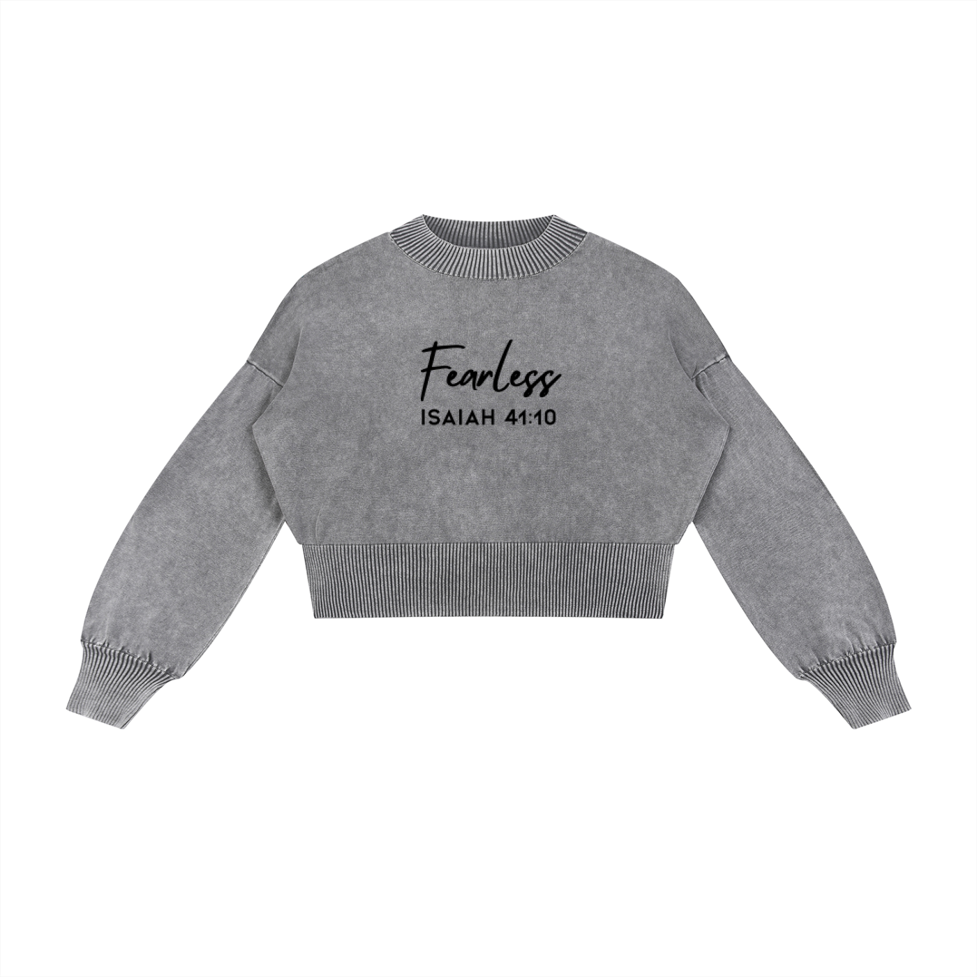 Fearless Mineral Wash Balloon Sleeve Cropped Sweater