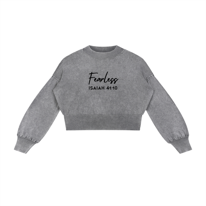Fearless Mineral Wash Balloon Sleeve Cropped Sweater