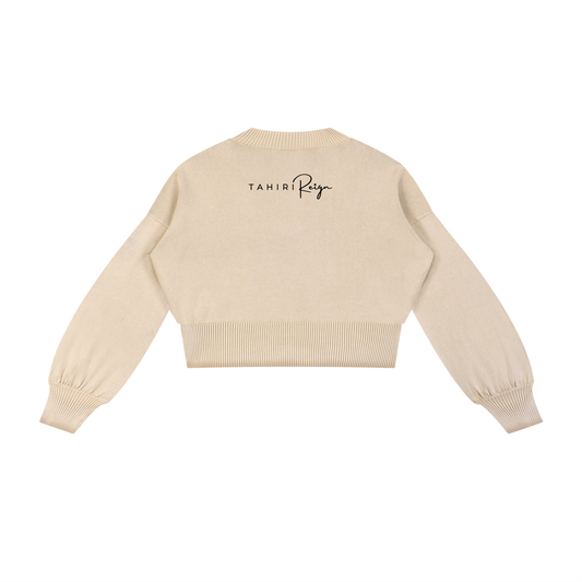 Fearless Mineral Wash Balloon Sleeve Cropped Sweater