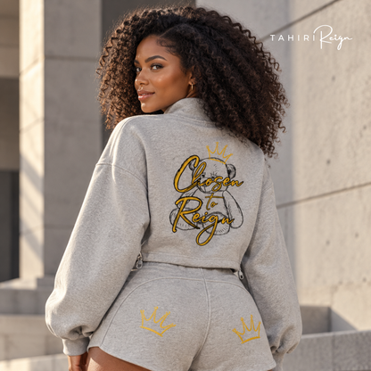 Chosen to Reign™ | Luxe Cropped Lounge Set FLOWER GRAY