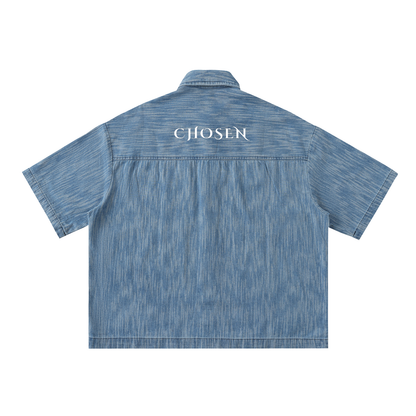 Crowned™ Distressed Denim Button-Up