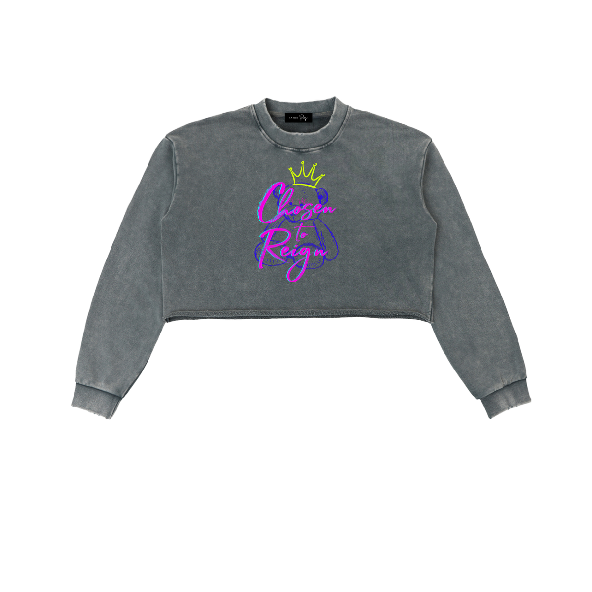 Chosen to Reign™ Vintage Snow-Wash Cropped Sweatshirt