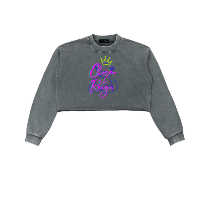 Chosen to Reign™ Vintage Snow-Wash Cropped Sweatshirt