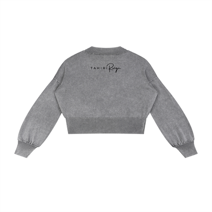 Fearless Mineral Wash Balloon Sleeve Cropped Sweater