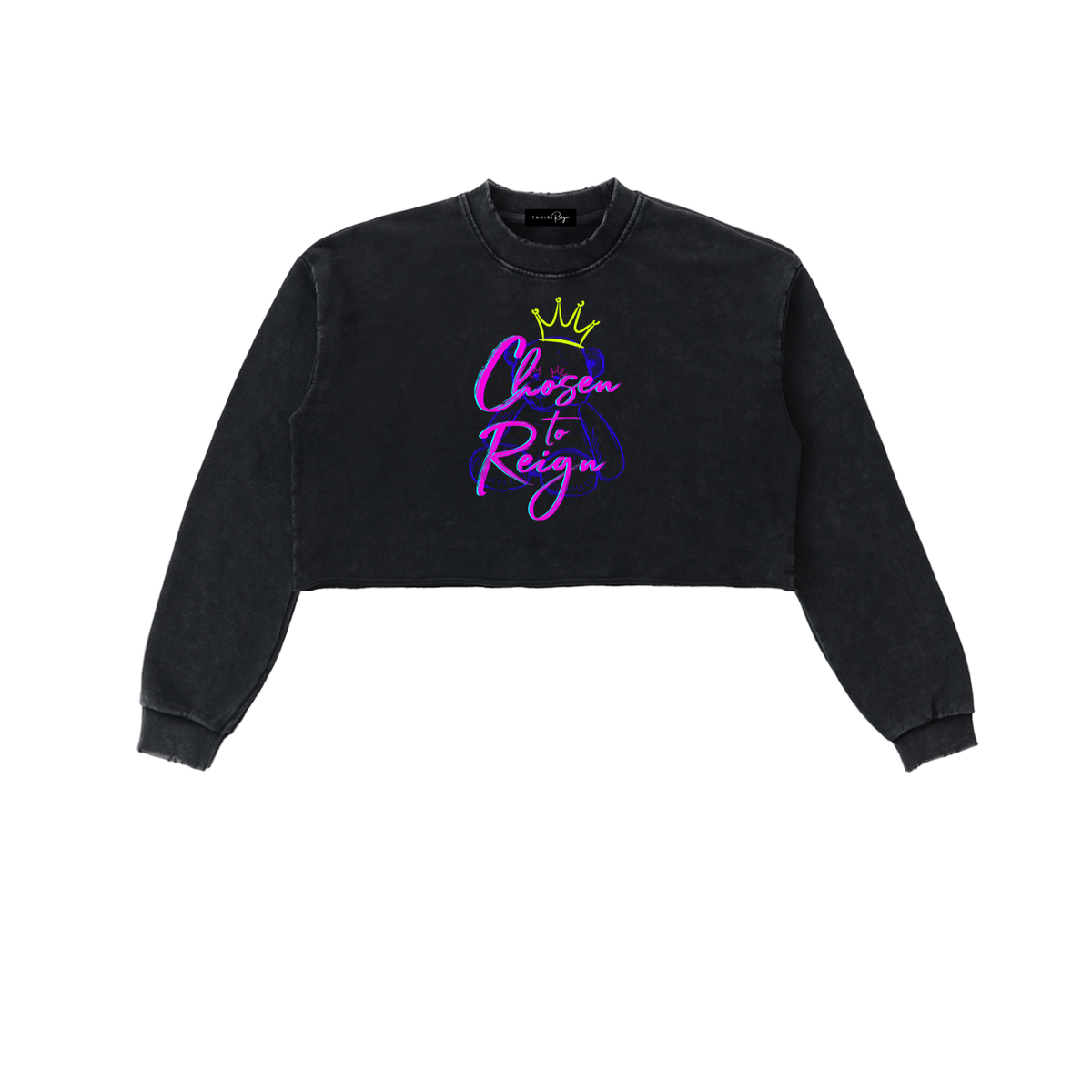 Chosen to Reign™ Vintage Snow-Wash Cropped Sweatshirt