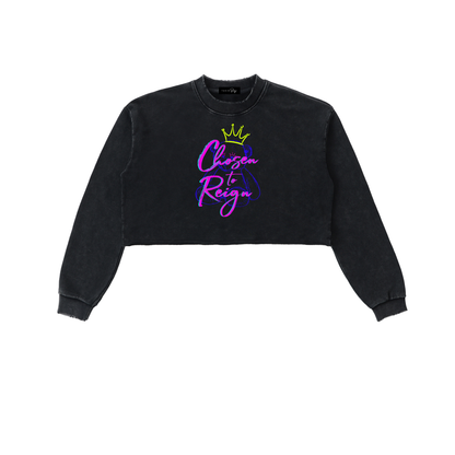 Chosen to Reign™ Vintage Snow-Wash Cropped Sweatshirt